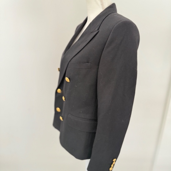 CELINE Black Classic Suit Wool Blazer Sz 42 Stunning Gold Buttons Work Wear - Picture 9 of 16